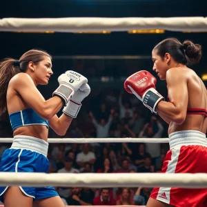 Claressa Shields in the boxing ring during title defense