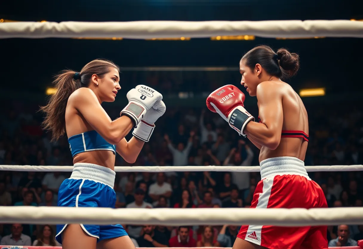 Claressa Shields in the boxing ring during title defense