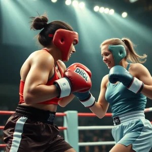 Claressa Shields and Franchon Crews-Dezurn facing off in the boxing ring