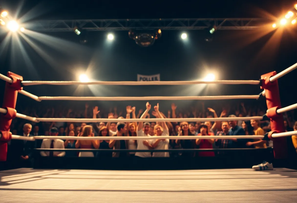 Claressa Shields preparing for a boxing match in the ring.