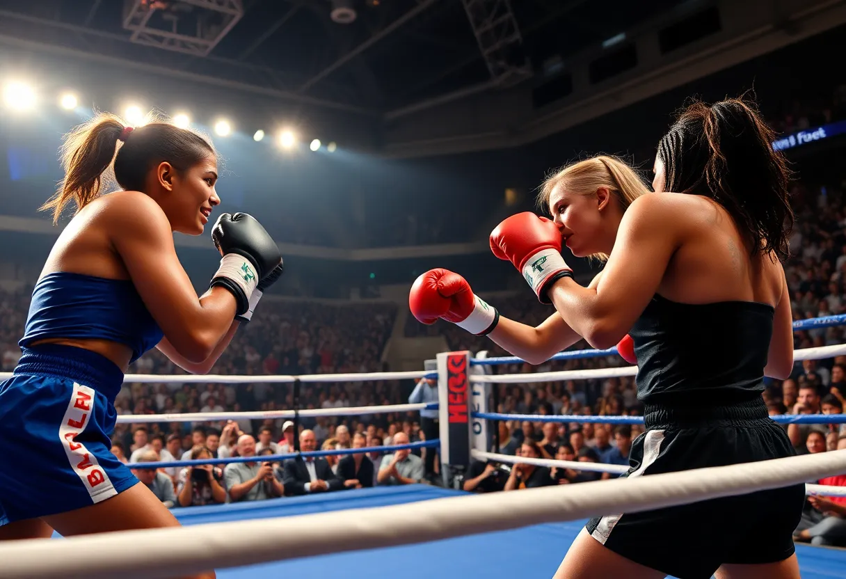 Boxing match between Claressa Shields and Franchon Crews-Dezurn at Little Caesars Arena.