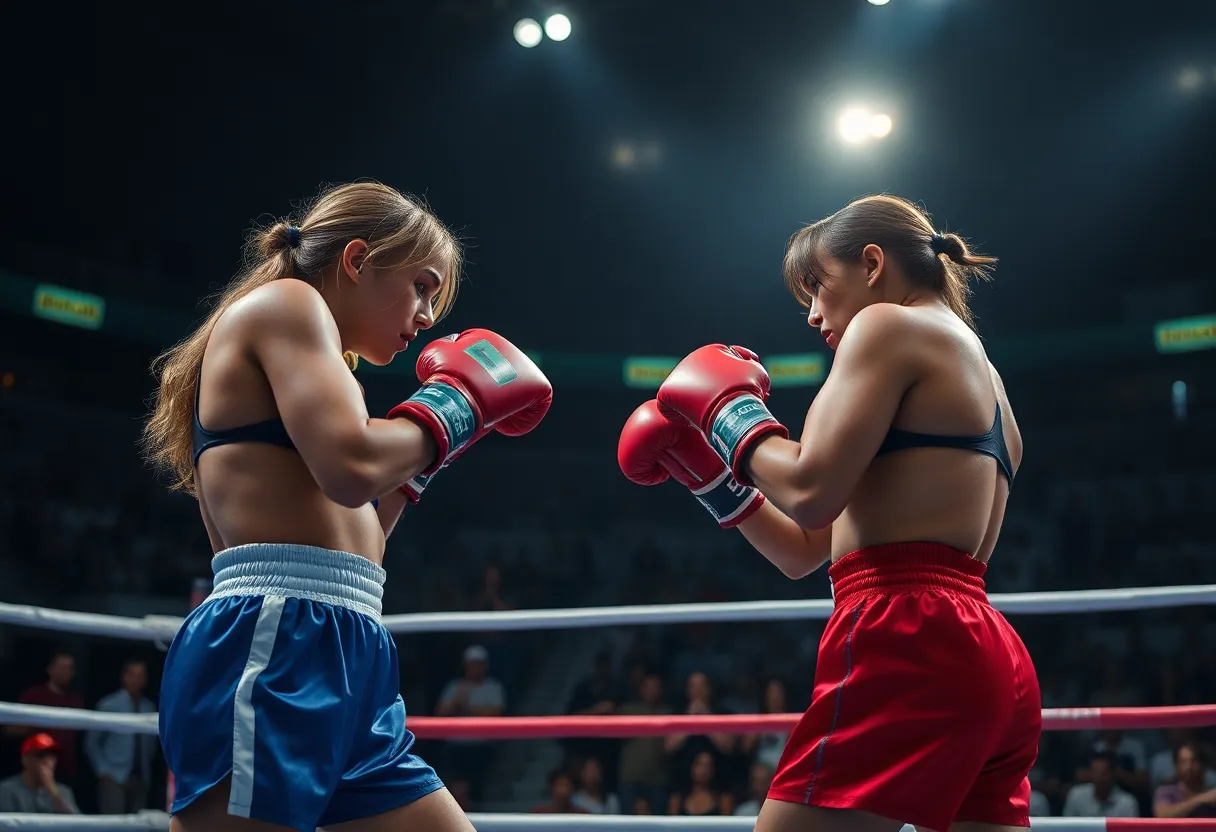 Claressa Shields and Franchón Crews-Dezurn in a boxing match