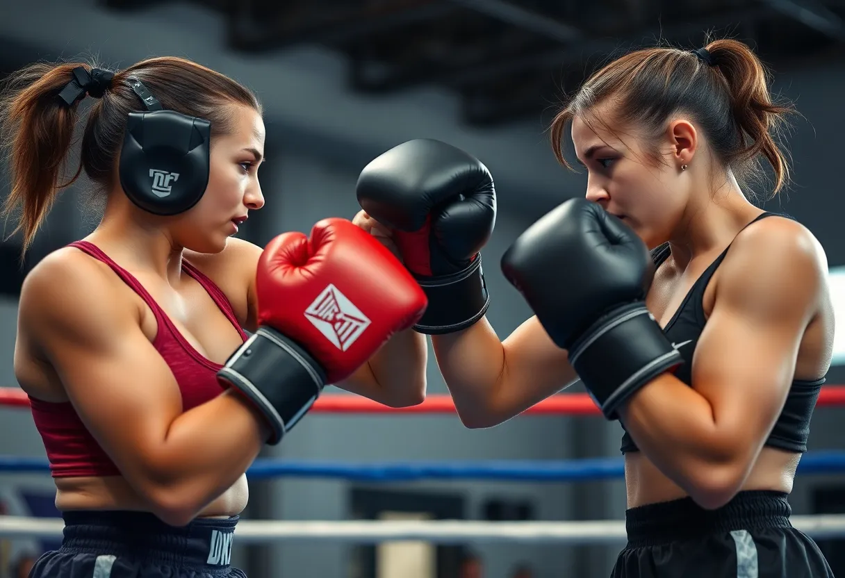 Boxing match between two female champions