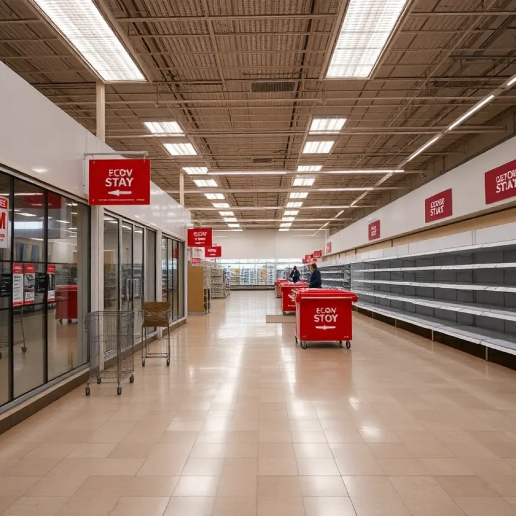 Deserted retail store in Michigan with closed signs