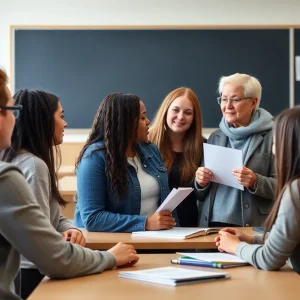Advisers helping high school students with college applications