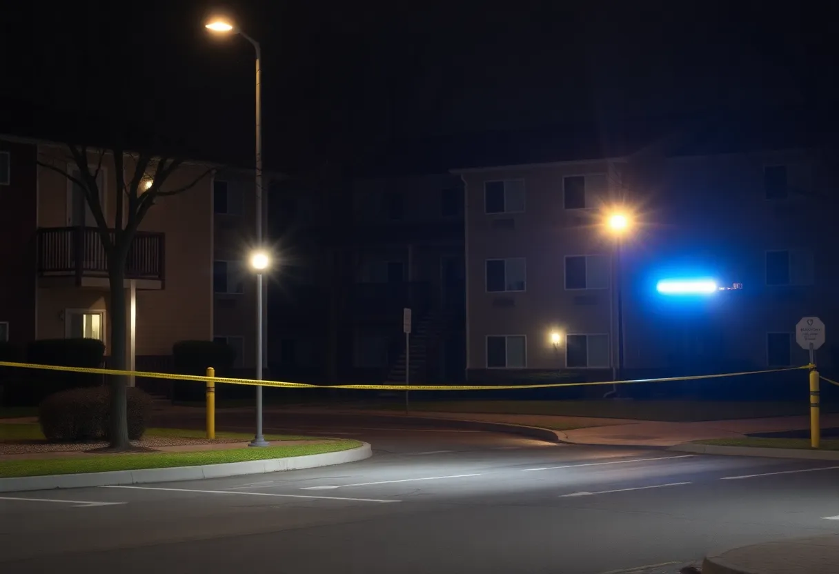 Police investigation at Riverstone Apartments after a shooting incident.