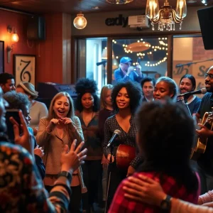 Audience enjoying a concert at Aretha's Jazz Cafe paying tribute to D'Angelo