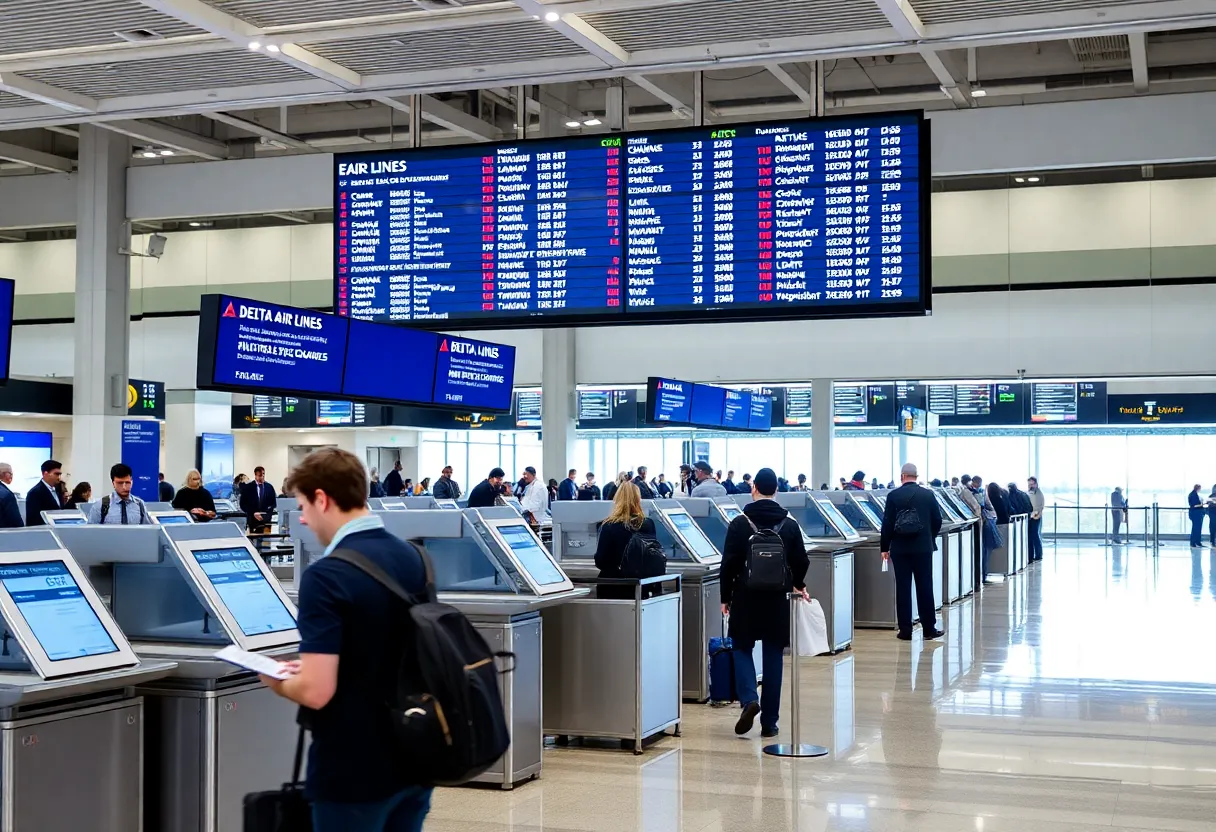 Passengers at Delta Air Lines gate in Detroit Airport