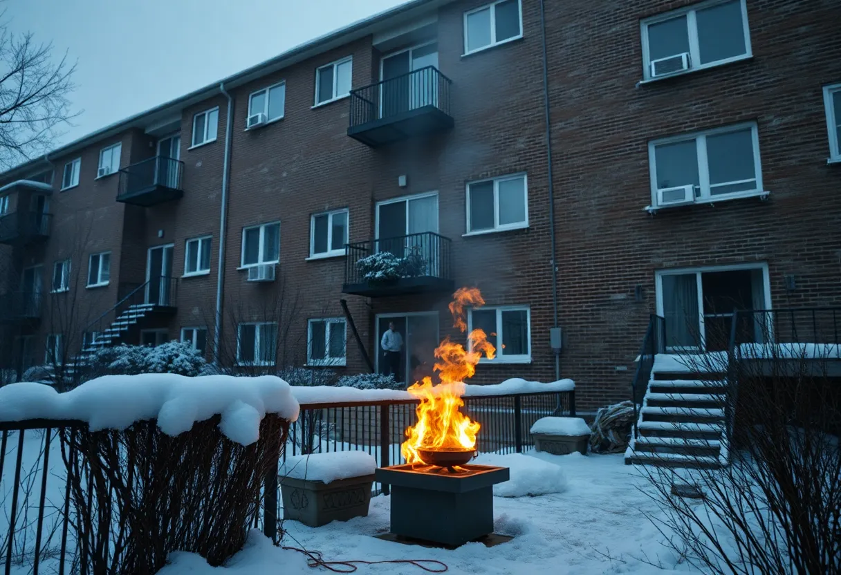 Residents of Alden Towers using unsafe heating methods during the cold winter.