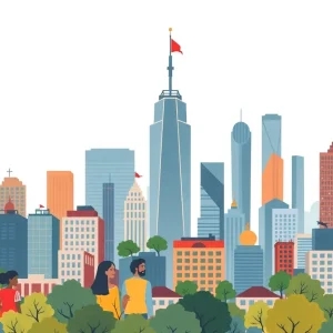 Illustration of Detroit city skyline representing progress and leadership.