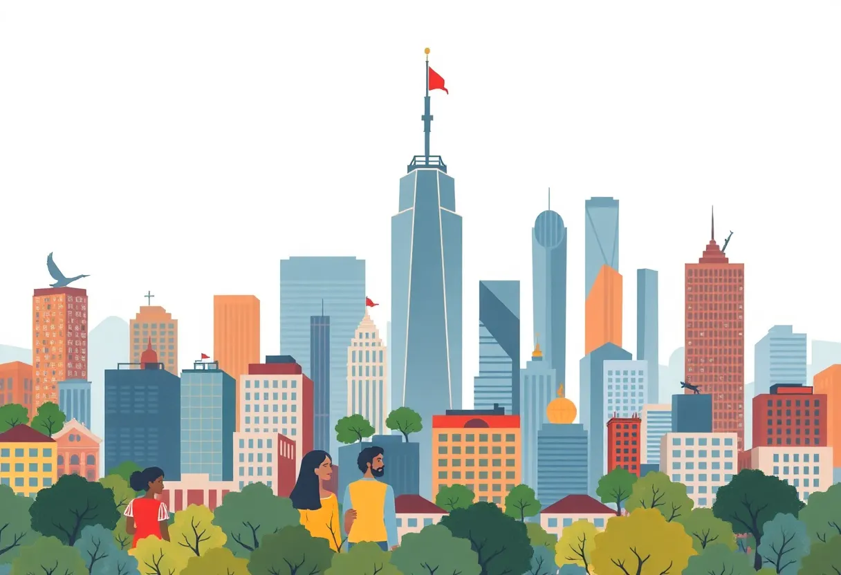 Illustration of Detroit city skyline representing progress and leadership.