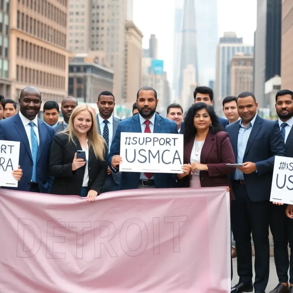 Group of professionals advocating for USMCA in Detroit