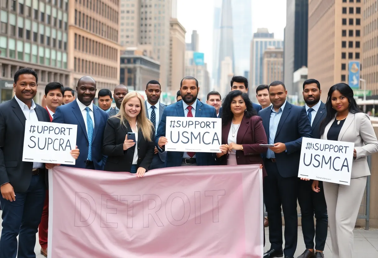 Group of professionals advocating for USMCA in Detroit