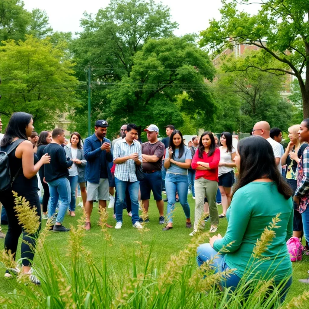 Detroit residents engaging in discussion for community development