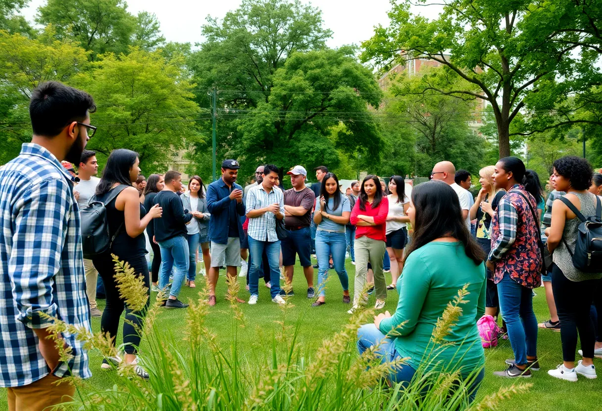 Detroit residents engaging in discussion for community development