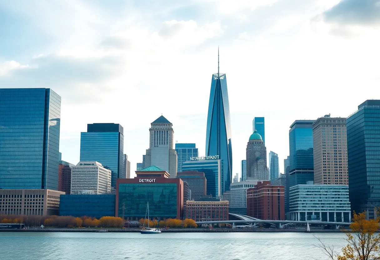City skyline of Detroit representing economic growth and challenges.
