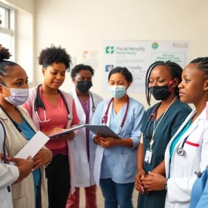 Healthcare professionals working together to provide free medical services in Detroit