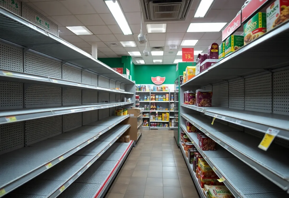 A grocery store in Detroit showing empty shelves due to reduced spending from customers on SNAP benefits
