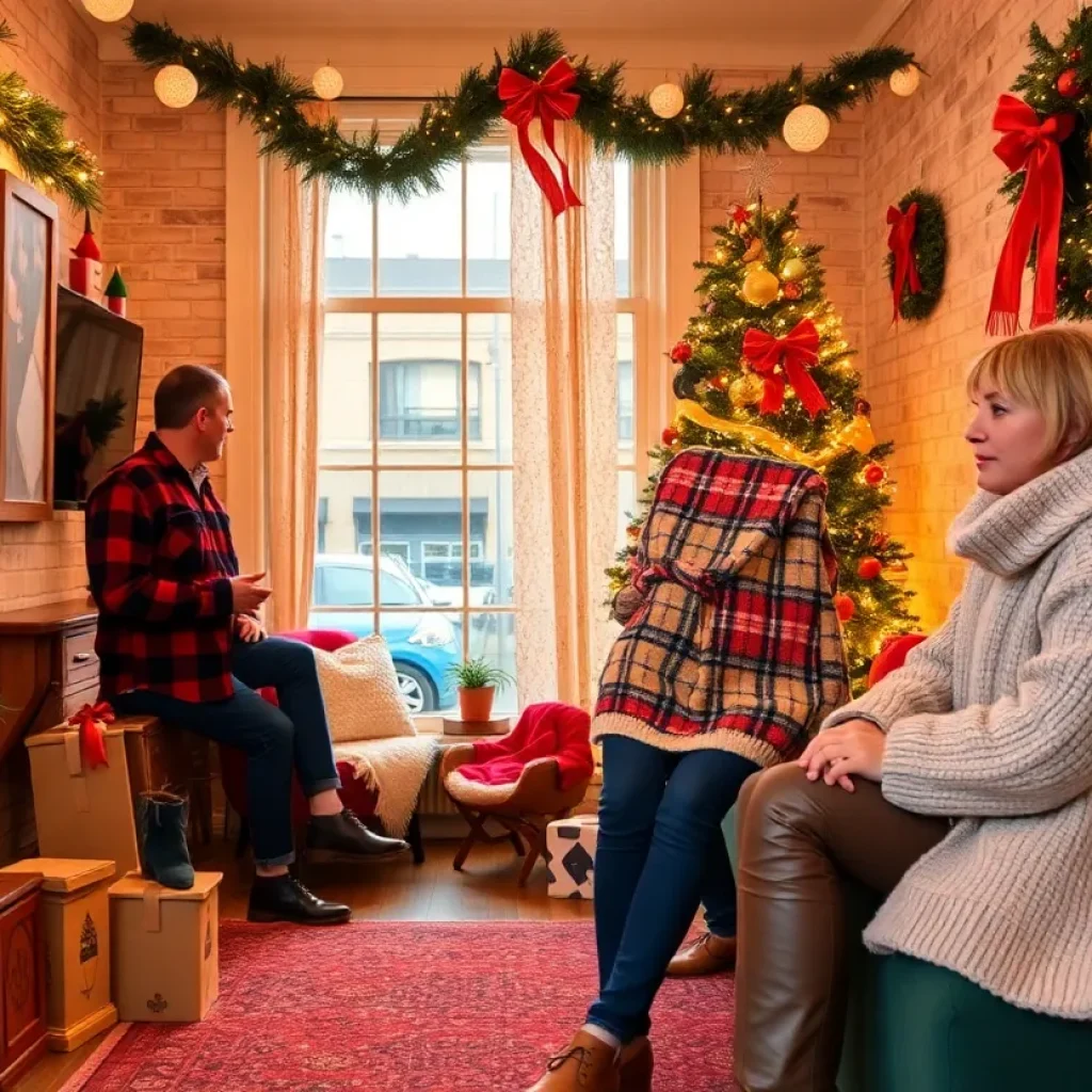 Nostalgic holiday decoration scene in Detroit