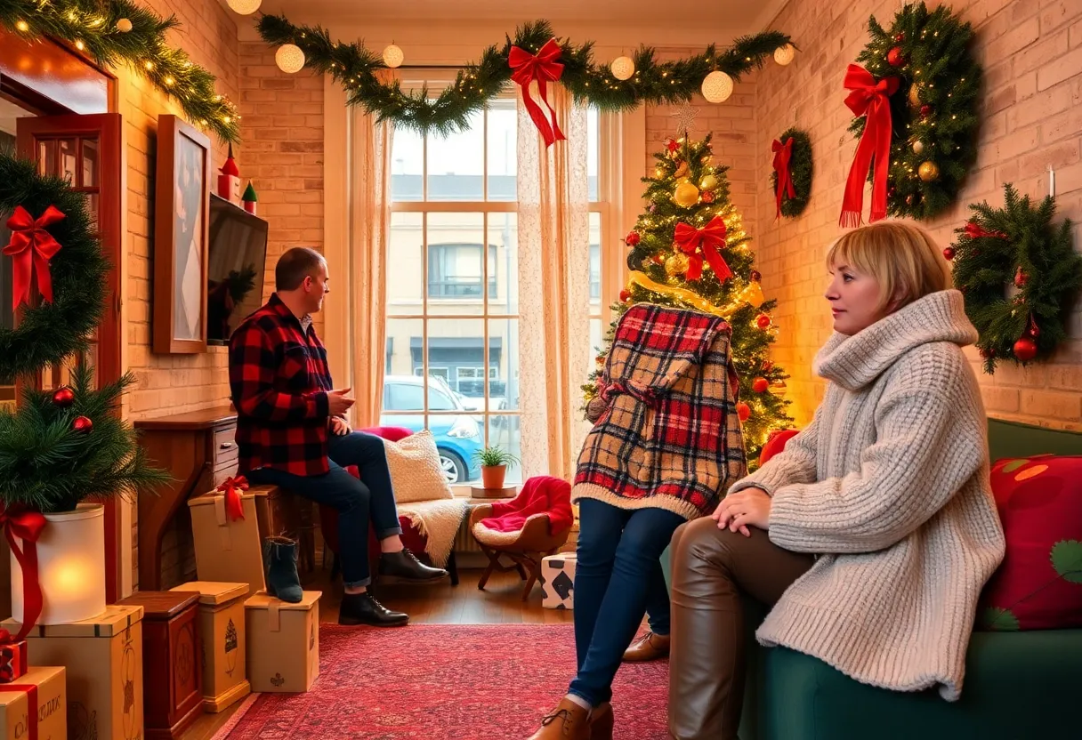 Nostalgic holiday decoration scene in Detroit