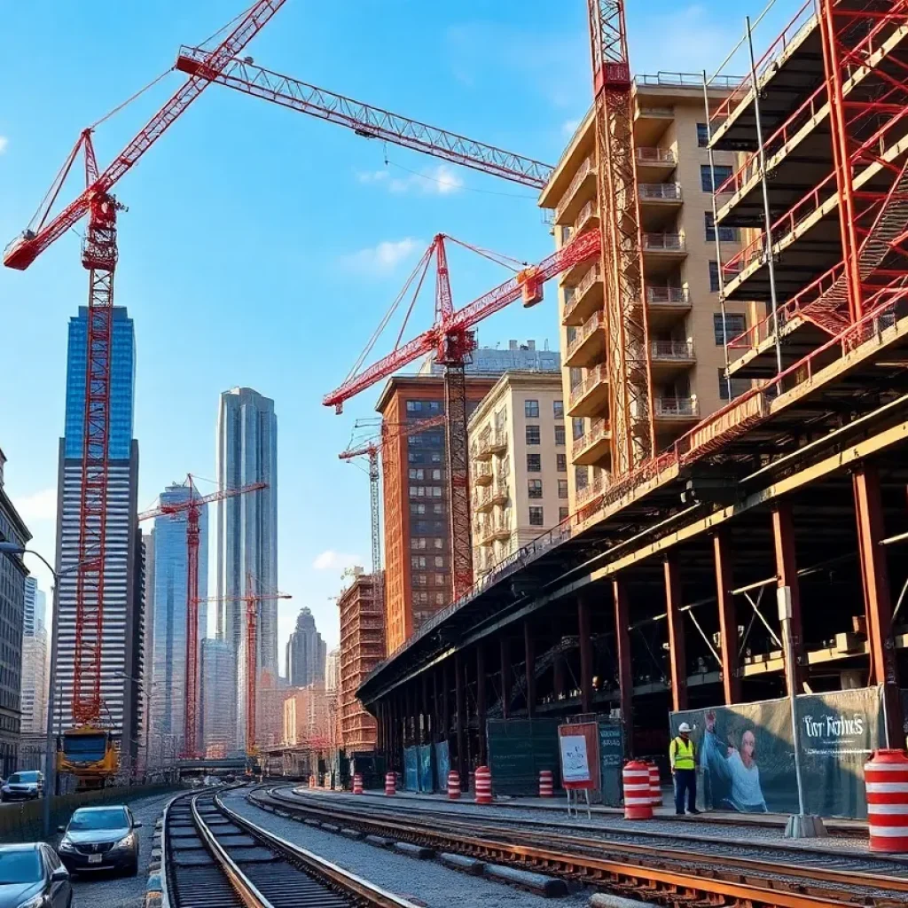 Construction site in Detroit showcasing infrastructure planning and development.