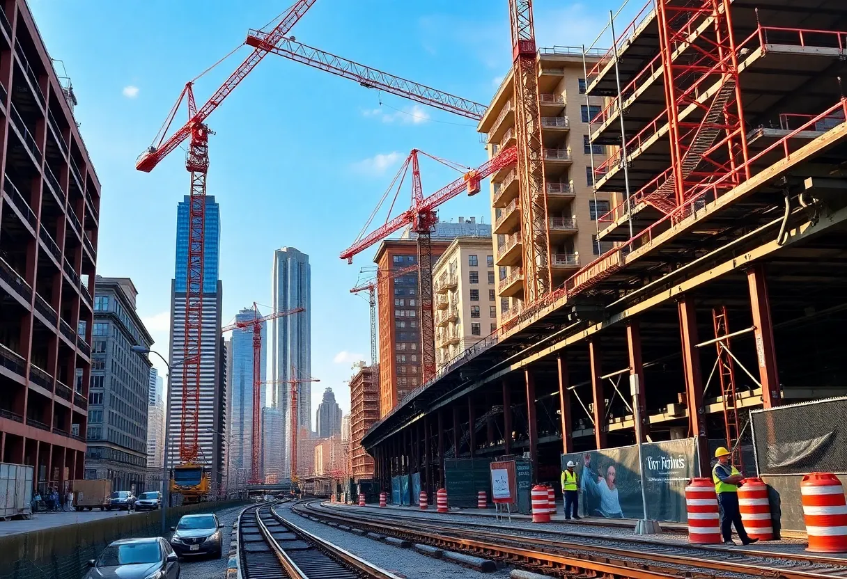 Construction site in Detroit showcasing infrastructure planning and development.