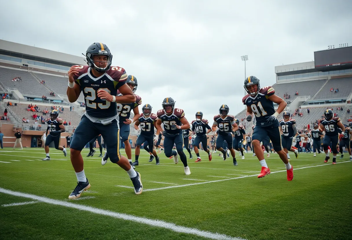 Detroit Lions players during practice session
