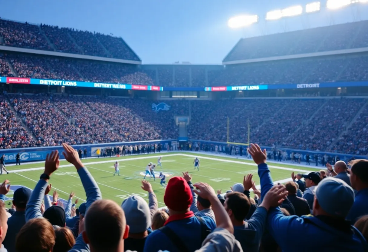 Detroit Lions players celebrating a touchdown during a game against Dallas Cowboys.