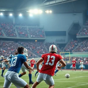 Detroit Lions playing against Dallas Cowboys in a football game