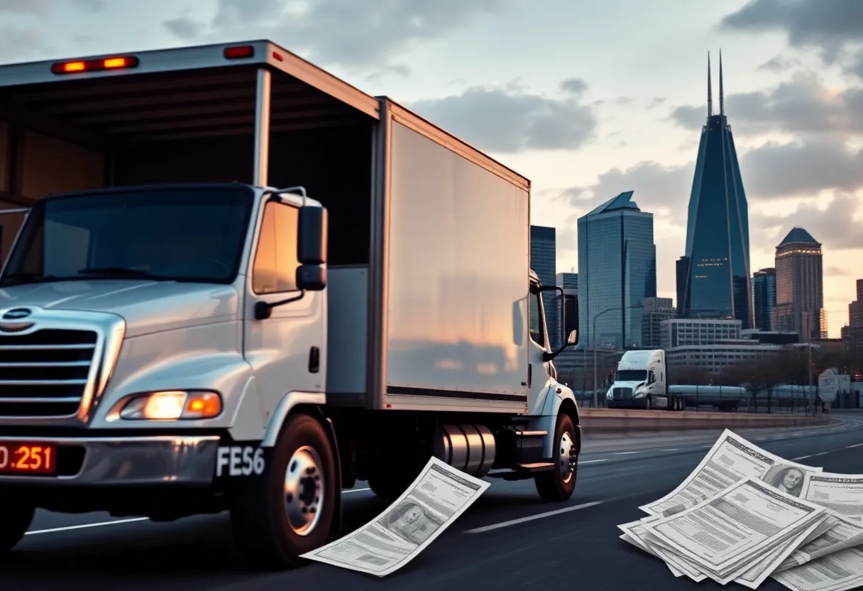 Moving truck in Detroit symbolizing embezzlement case