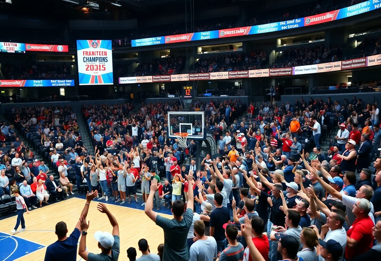 Fans celebrating the Detroit Pistons victory against Milwaukee Bucks