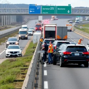 Emergency scene of a rollover crash on I-94 in Detroit
