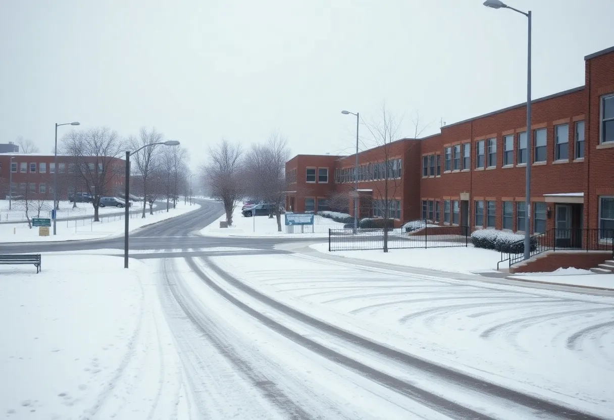 Snow-covered streets in Detroit during winter