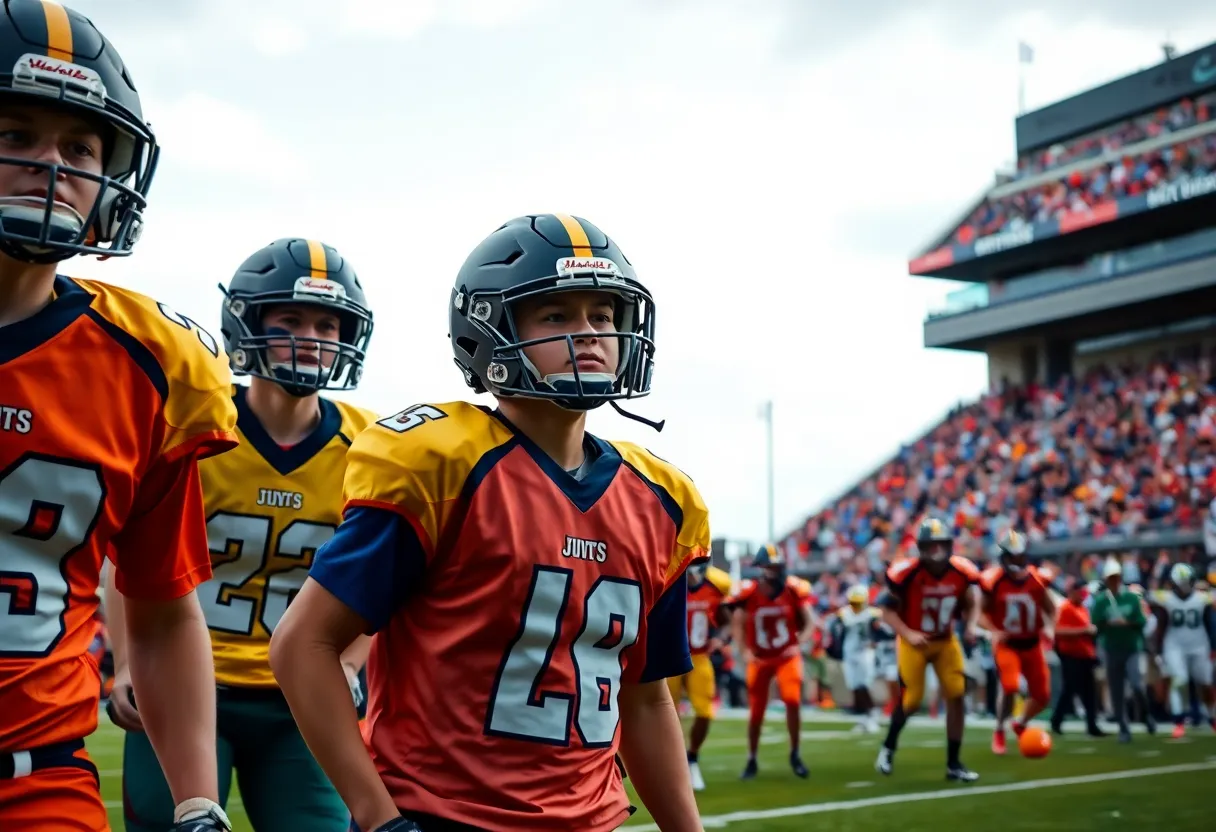 DeWitt Panthers celebrating their victory in the Division 3 state championship.