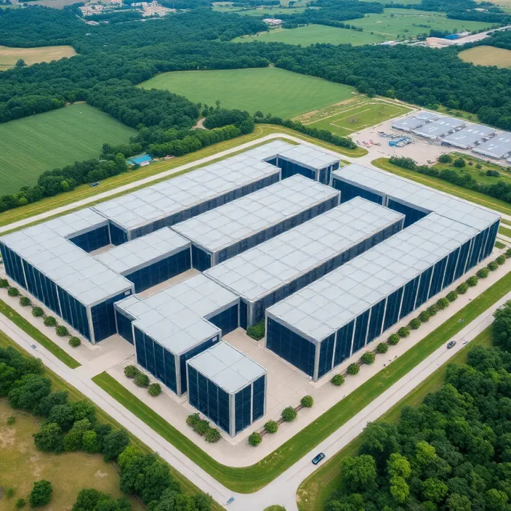 Aerial view of DTE Energy's new data center in Saline Township, Michigan.