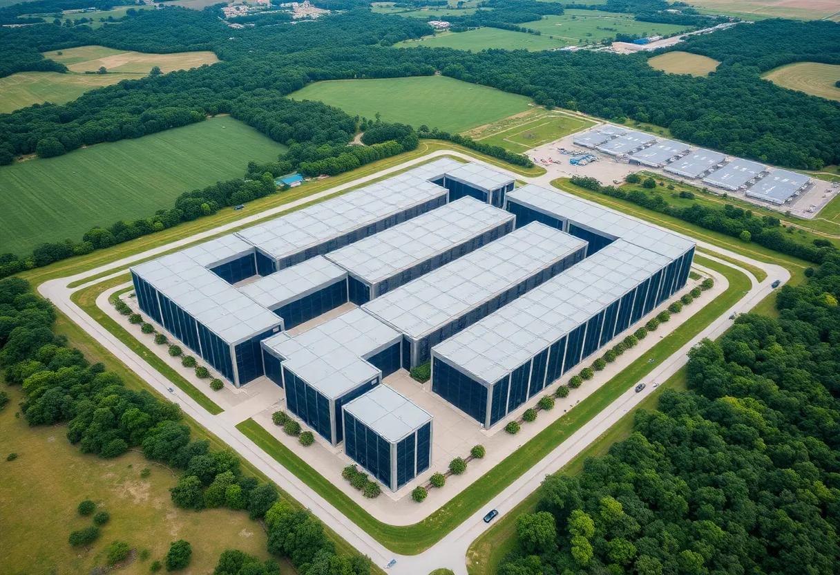 Aerial view of DTE Energy's new data center in Saline Township, Michigan.