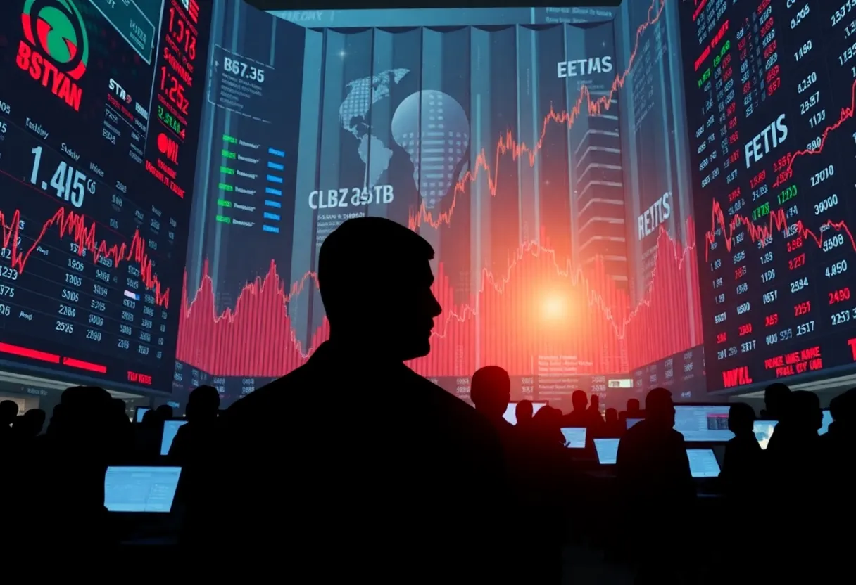 A representation of global stock market activity during holiday trading.