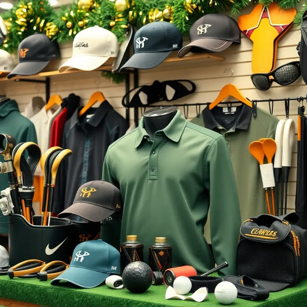 Festive merchandise display at Grange Castle Golf Club
