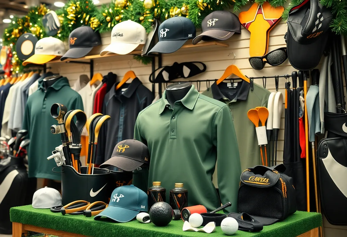 Festive merchandise display at Grange Castle Golf Club
