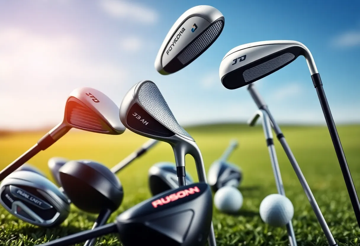 Collection of influential golf clubs representing technological advancements.