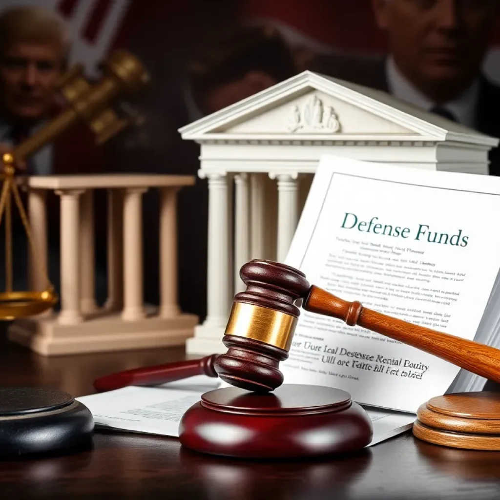 Symbolic image representing a legal defense fund amidst political turbulence.