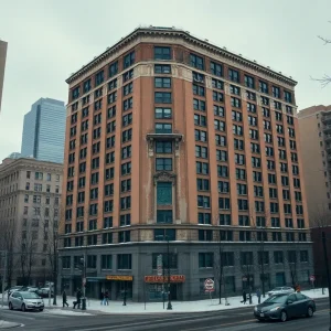 Leland House, a historic 20-story building in Detroit, facing eviction.
