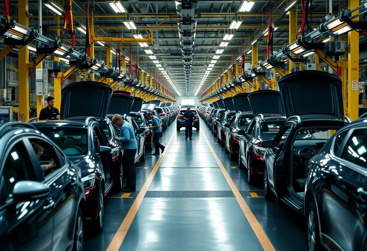 Car production in Michigan industrial facility