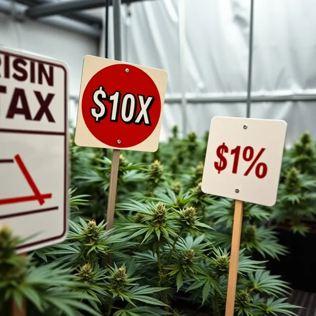 Illustration depicting economic challenges in Michigan's cannabis industry