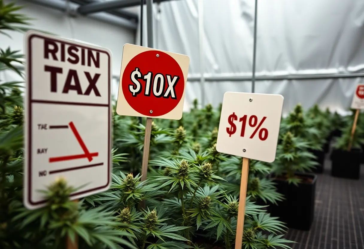 Illustration depicting economic challenges in Michigan's cannabis industry