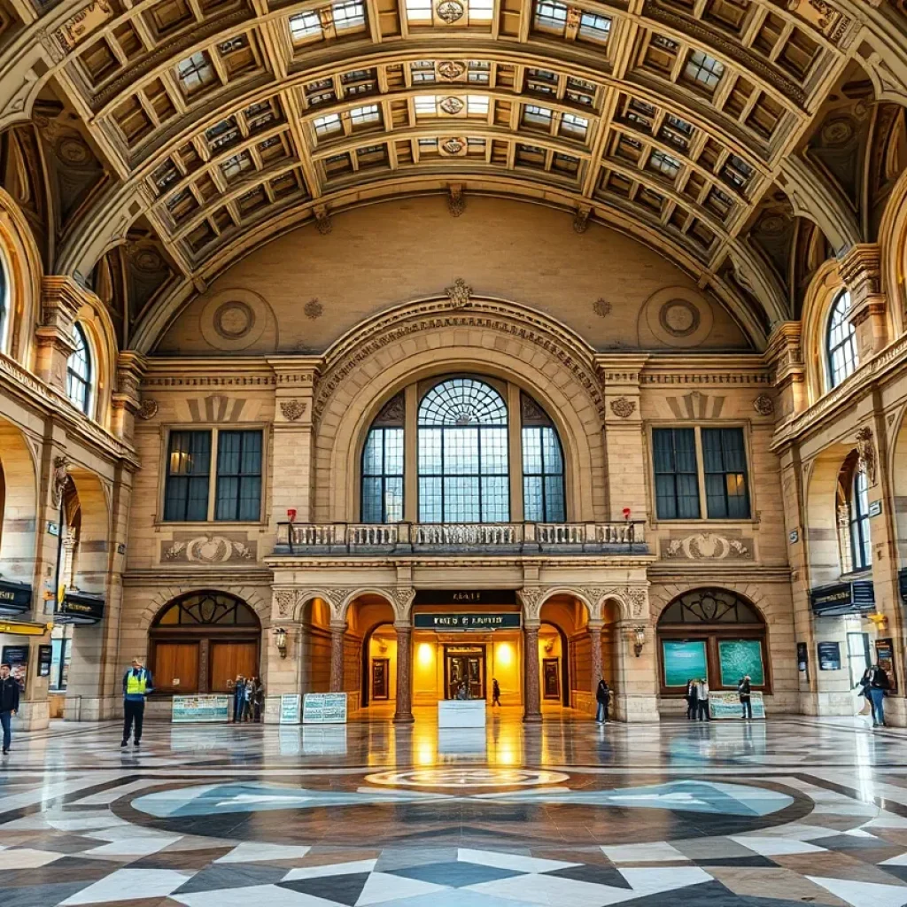 Exterior view of the newly restored Michigan Central Station in Detroit