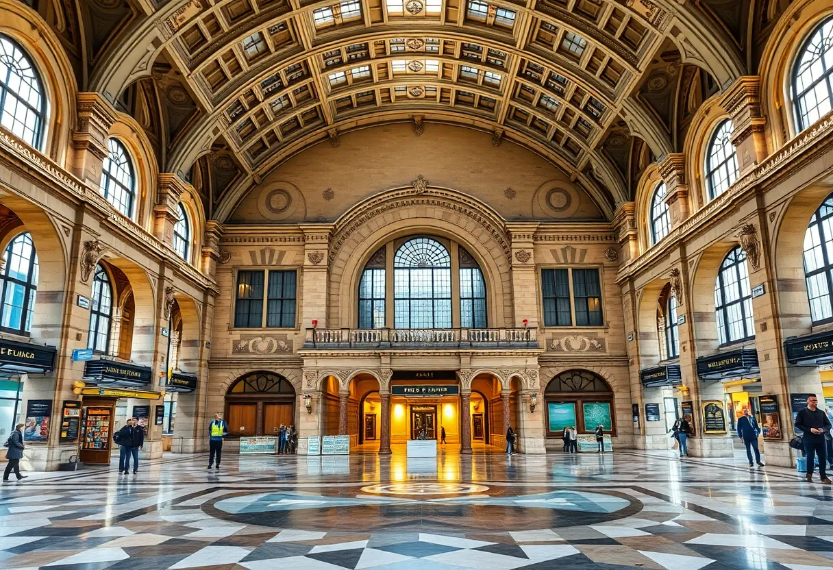 Exterior view of the newly restored Michigan Central Station in Detroit
