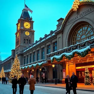 Winter celebration at Michigan Central Station in Detroit