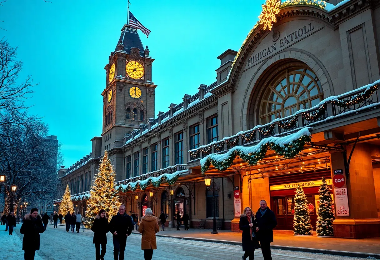 Winter celebration at Michigan Central Station in Detroit