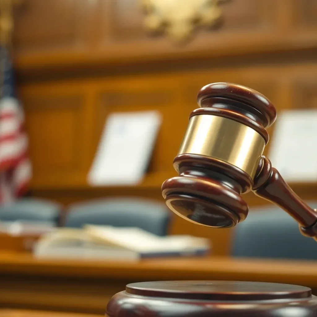 Gavel striking a sound block in court representing legal disputes